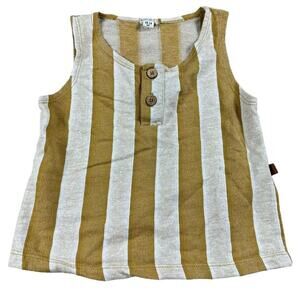 KidWild Organic Tank Stripe Honey Yellow & Cream Size 0-3M NWT